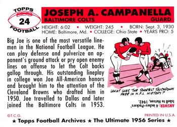 1994 Topps Archives 1956 #24 Joe Campanella Back