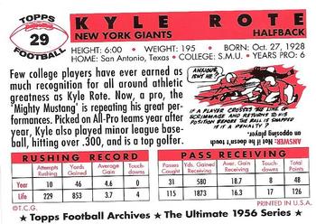 1994 Topps Archives 1956 #29 Kyle Rote Back