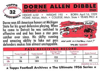 1994 Topps Archives 1956 #32 Dorne Dibble Back