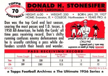 1994 Topps Archives 1956 #70 Don Stonesifer Back