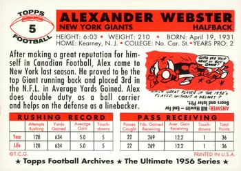 1994 Topps Archives 1956 - Gold #5 Alex Webster Back