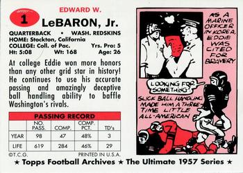 1994 Topps Archives 1957 #1 Eddie LeBaron Back