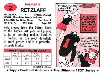 1994 Topps Archives 1957 #2 Pete Retzlaff Back