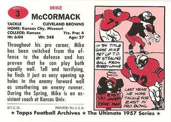 1994 Topps Archives 1957 #3 Mike McCormack Back