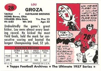 1994 Topps Archives 1957 #28 Lou Groza Back