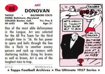 1994 Topps Archives 1957 #65 Art Donovan Back