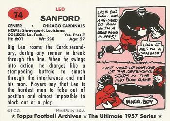 1994 Topps Archives 1957 #74 Leo Sanford Back