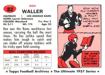 1994 Topps Archives 1957 #82 Ron Waller Back
