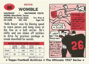 1994 Topps Archives 1957 #86 Royce Womble Back