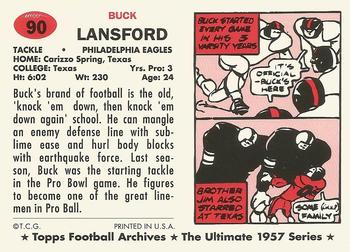1994 Topps Archives 1957 #90 Buck Lansford Back