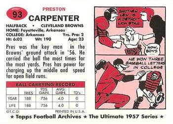 1994 Topps Archives 1957 #93 Preston Carpenter Back