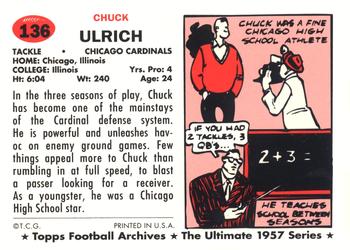1994 Topps Archives 1957 #136 Chuck Ulrich Back