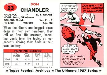 1994 Topps Archives 1957 - Gold #23 Don Chandler Back