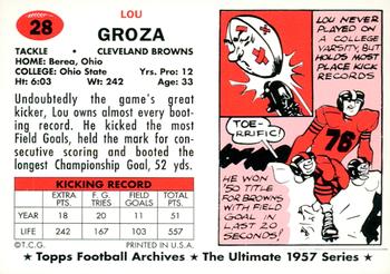 1994 Topps Archives 1957 - Gold #28 Lou Groza Back