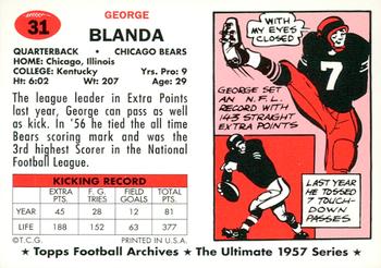 1994 Topps Archives 1957 - Gold #31 George Blanda Back