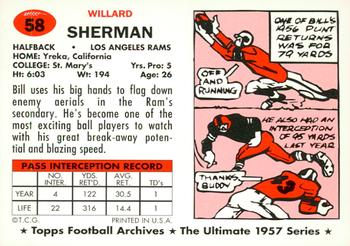 1994 Topps Archives 1957 - Gold #58 Bill Sherman Back