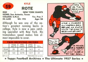 1994 Topps Archives 1957 - Gold #59 Kyle Rote Back