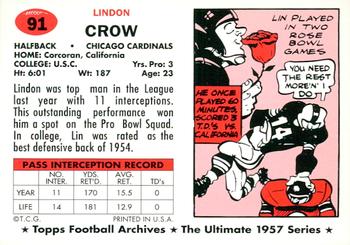 1994 Topps Archives 1957 - Gold #91 Lindon Crow Back