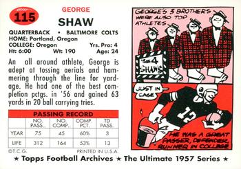 1994 Topps Archives 1957 - Gold #115 George Shaw Back