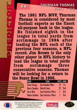 1994 Upper Deck - Predictors Exchange: Award Winners #H9 Thurman Thomas Back