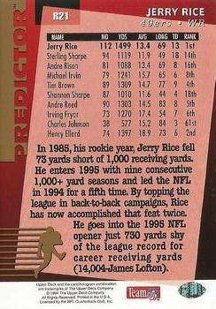 1994 Upper Deck - Predictors Exchange: League Leaders #R21 Jerry Rice Back