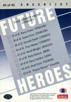 1993 Upper Deck - Future Heroes #45 Emmitt Smith Back
