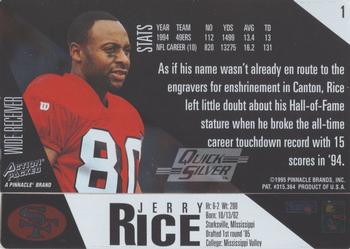 1995 Action Packed - Quick Silver #1 Jerry Rice Back