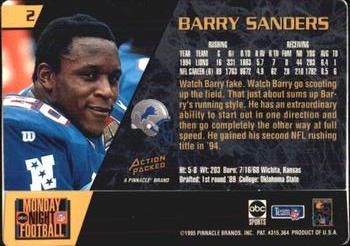 1995 Action Packed Monday Night Football #2 Barry Sanders Back