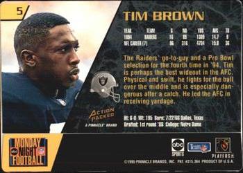 1995 Action Packed Monday Night Football #5 Tim Brown Back