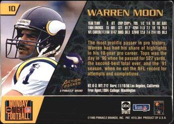 1995 Action Packed Monday Night Football #10 Warren Moon Back