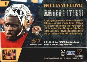1995 Action Packed Monday Night Football #11 William Floyd Back