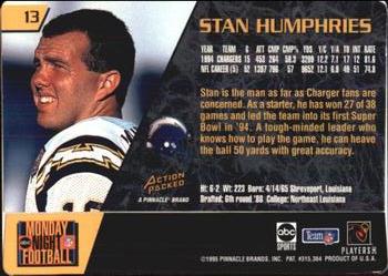 1995 Action Packed Monday Night Football #13 Stan Humphries Back