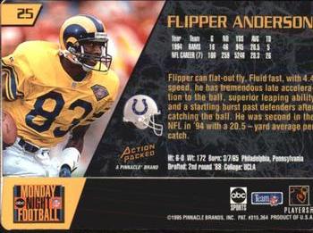 1995 Action Packed Monday Night Football #25 Flipper Anderson Back