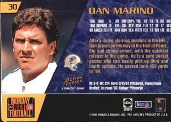 1995 Action Packed Monday Night Football #30 Dan Marino Back