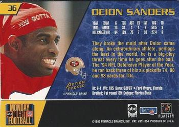 1995 Action Packed Monday Night Football #36 Deion Sanders Back