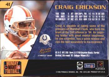 1995 Action Packed Monday Night Football #41 Craig Erickson Back
