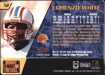 1995 Action Packed Monday Night Football #52 Lorenzo White Back