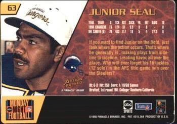 1995 Action Packed Monday Night Football #63 Junior Seau Back
