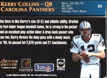 1995 Action Packed Monday Night Football #85 Kerry Collins Back