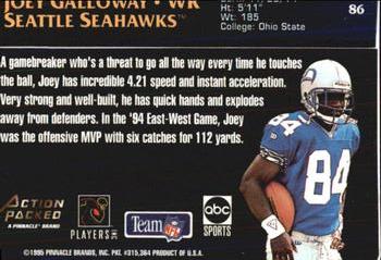 1995 Action Packed Monday Night Football #86 Joey Galloway Back