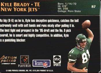 1995 Action Packed Monday Night Football #87 Kyle Brady Back