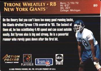1995 Action Packed Monday Night Football #89 Tyrone Wheatley Back