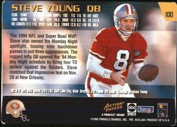 1995 Action Packed Monday Night Football #100 Steve Young Back