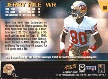 1995 Action Packed Monday Night Football #101 Jerry Rice Back