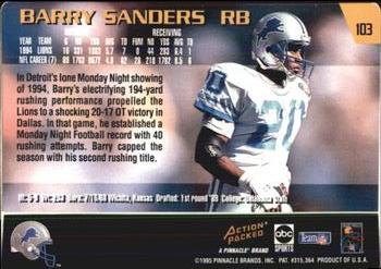 1995 Action Packed Monday Night Football #103 Barry Sanders Back