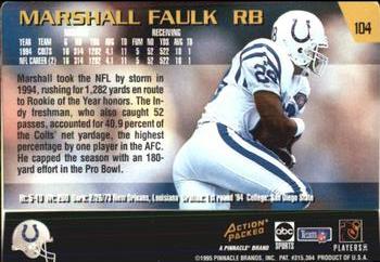 1995 Action Packed Monday Night Football #104 Marshall Faulk Back