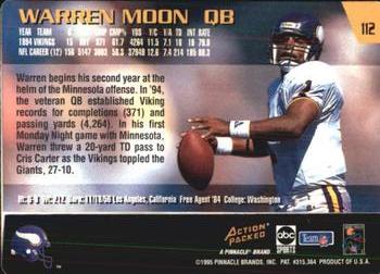 1995 Action Packed Monday Night Football #112 Warren Moon Back