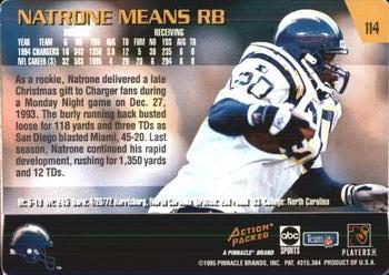 1995 Action Packed Monday Night Football #114 Natrone Means Back