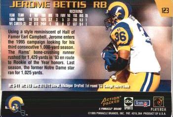 1995 Action Packed Monday Night Football #123 Jerome Bettis Back