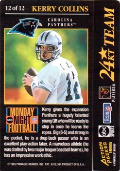 1995 Action Packed Monday Night Football - 24K Gold #12 Kerry Collins Back